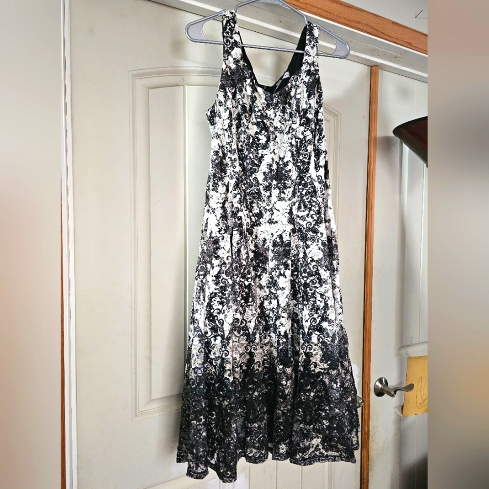 Danny and Nicole brand black and white lace overlay dress, size 8